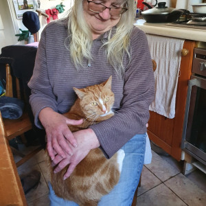 Carolyn Potter, £10 Summer Raffle winner “I was so surprised to receive a winning cheque in the Raffle. As a cat lover I like to help with providing a better life in some small way for unfortunate cats. Here’s a photo of myself and Jerry.”
