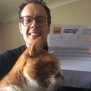 “Tom Cat and I are thrilled to have won on the Weekly Lottery. Tom came from Cats Protection and it’s great to take part in the lottery and to help his fellow feline friends.” - Edward Martin – £5 Weekly Lottery winner