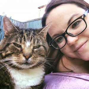 Weekly Lottery winner Katy Hancock with her cat Elliott