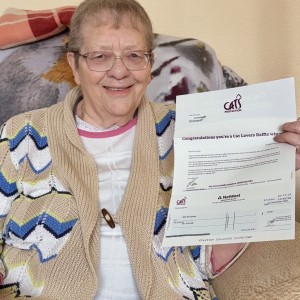 Margaret Hymas, £10 Christmas Raffle winner "I've been a supporter of Cats Protection for many a year and I champion the work you do for cats in need. I never thought I'd win a prize in the raffle but I'm truly thrilled. Thanks!"